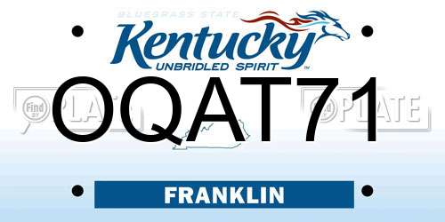 OQAT71 Kentucky License Plate