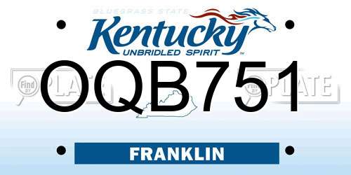 OQB751 Kentucky License Plate