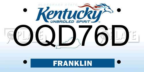 OQD76D Kentucky License Plate