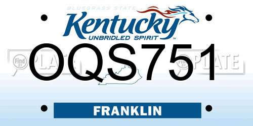 OQS751 Kentucky License Plate