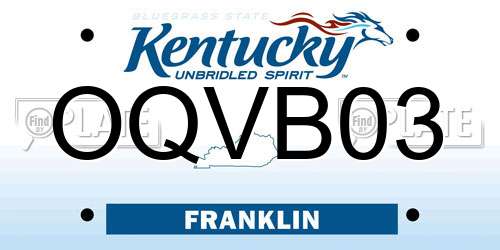 OQVB03 Kentucky License Plate