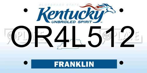 OR4L512 Kentucky License Plate