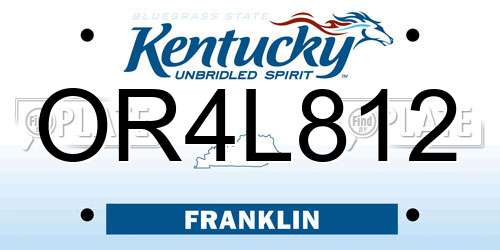 OR4L812 Kentucky License Plate