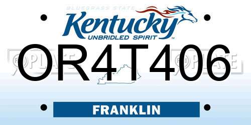 OR4T406 Kentucky License Plate