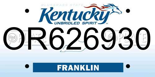 OR626930 Kentucky License Plate