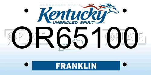OR65100 Kentucky License Plate
