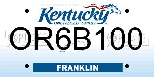 OR6B100 Kentucky License Plate