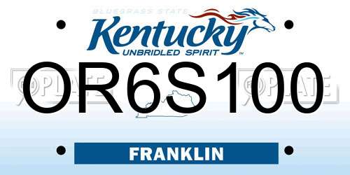 OR6S100 Kentucky License Plate