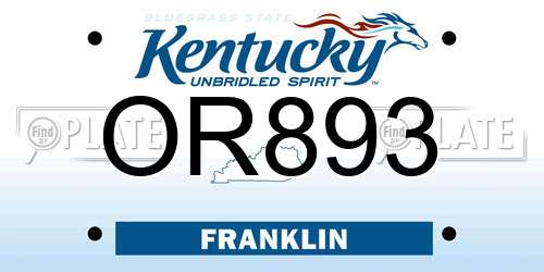 OR893 Kentucky License Plate
