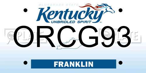 ORCG93 Kentucky License Plate
