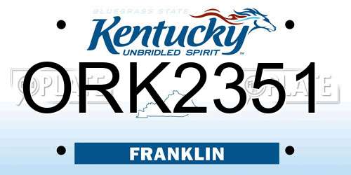 ORK2351 Kentucky License Plate