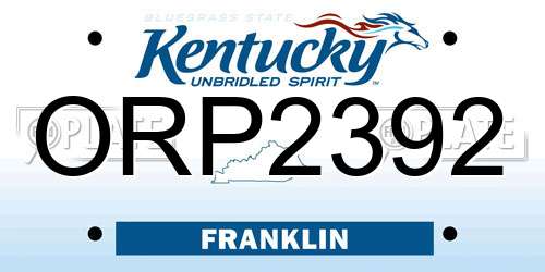 ORP2392 Kentucky License Plate
