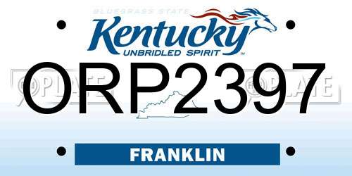 ORP2397 Kentucky License Plate