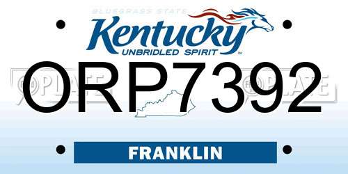 ORP7392 Kentucky License Plate