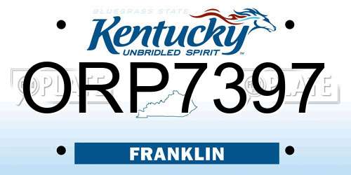 ORP7397 Kentucky License Plate