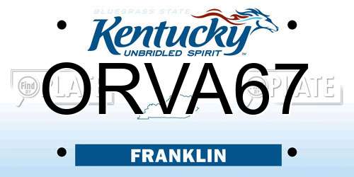 ORVA67 Kentucky License Plate