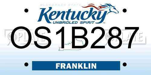 OS1B287 Kentucky License Plate