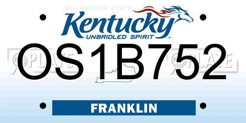 OS1B752 Kentucky License Plate