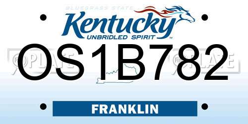 OS1B782 Kentucky License Plate
