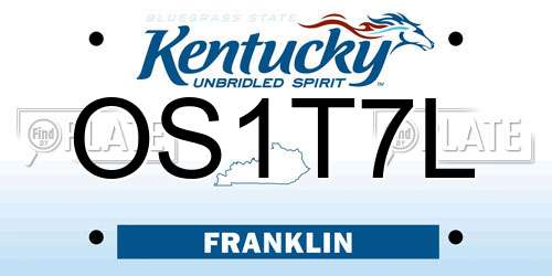 OS1T7L Kentucky License Plate
