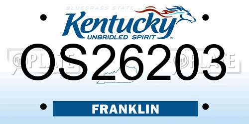 OS26203 Kentucky License Plate