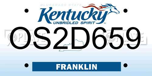OS2D659 Kentucky License Plate