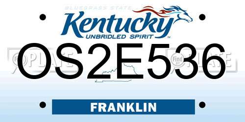 OS2E536 Kentucky License Plate