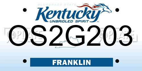 OS2G203 Kentucky License Plate