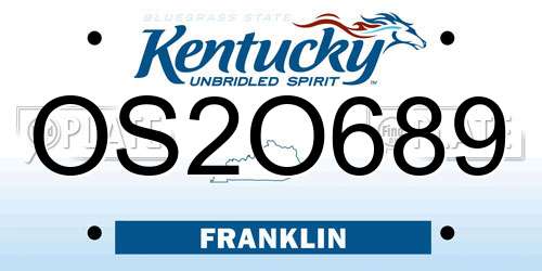 OS2O689 Kentucky License Plate