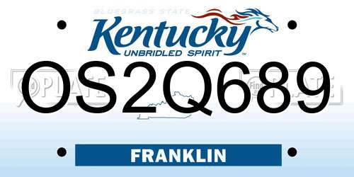 OS2Q689 Kentucky License Plate