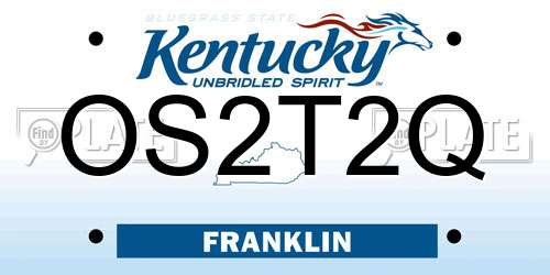 OS2T2Q Kentucky License Plate