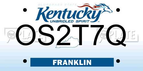 OS2T7Q Kentucky License Plate