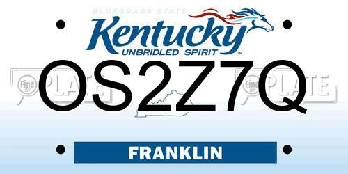 OS2Z7Q Kentucky License Plate