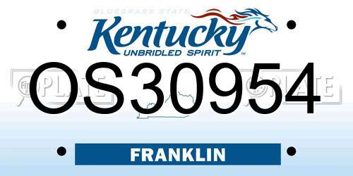 OS30954 Kentucky License Plate