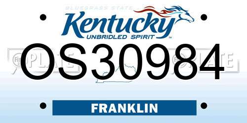 OS30984 Kentucky License Plate