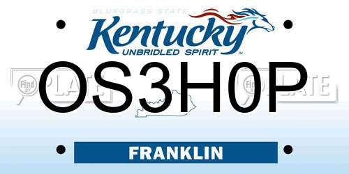 OS3H0P Kentucky License Plate