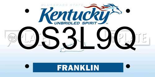 OS3L9Q Kentucky License Plate