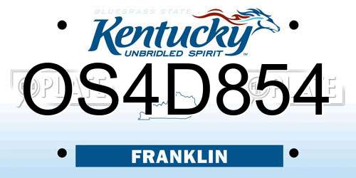 OS4D854 Kentucky License Plate