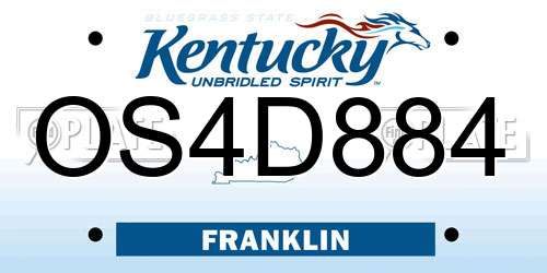 OS4D884 Kentucky License Plate