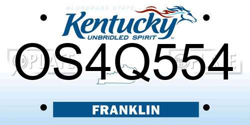 OS4Q554 Kentucky License Plate