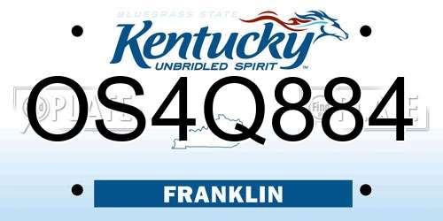 OS4Q884 Kentucky License Plate