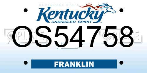 OS54758 Kentucky License Plate