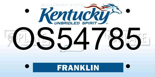 OS54785 Kentucky License Plate
