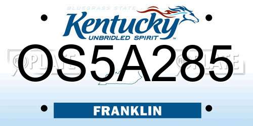 OS5A285 Kentucky License Plate