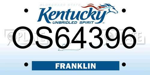OS64396 Kentucky License Plate