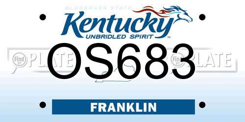 OS683 Kentucky License Plate