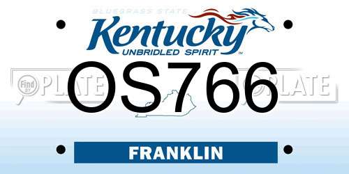 OS766 Kentucky License Plate