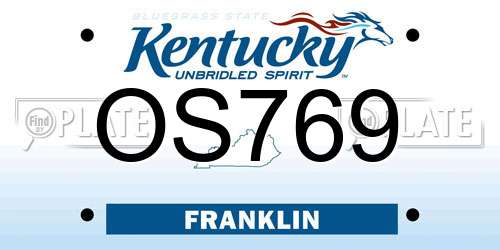 OS769 Kentucky License Plate