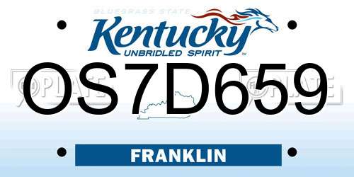 OS7D659 Kentucky License Plate