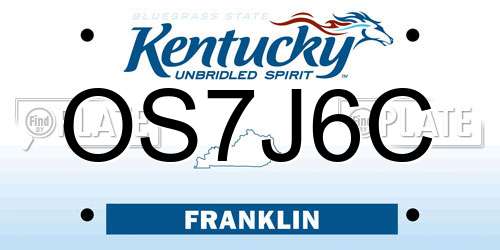 OS7J6C Kentucky License Plate